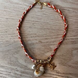 NWT House of Harlow 1960 Braided Necklace with Gold Charms and Natural Seashells